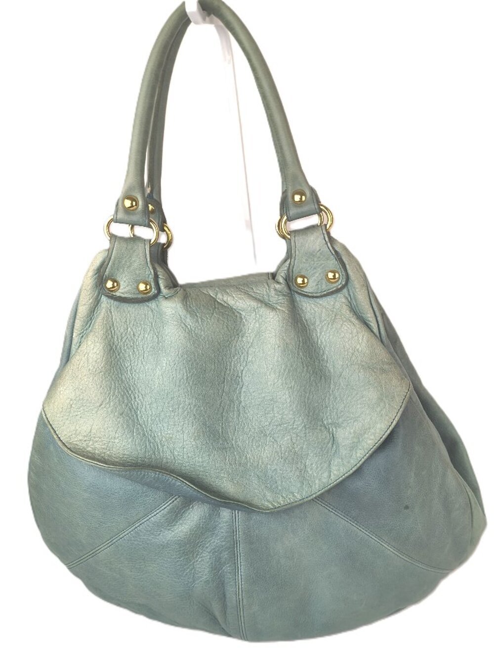 Large Mint Green Leather Tote Handbag - Stylish Everyday Shoulder Bag - Picture 2 of 12
